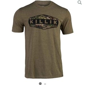 NWT Killik Men's Camouflage Logo Olive Tee